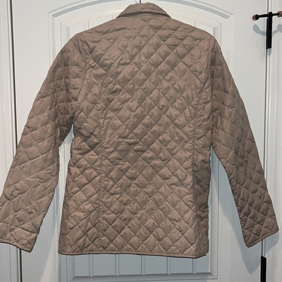 Tan Eddie Bauer preppy quilted goose down barn coat jacket neutral quality Small - Picture 9 of 9